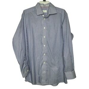 Eton Mens Contemporary Blue White Stripe Dress Button Down Shirt 41 16 Office